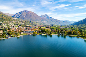 Porlezza (IT) - Vista aerea dal Lago di Lugano verso Menaggio