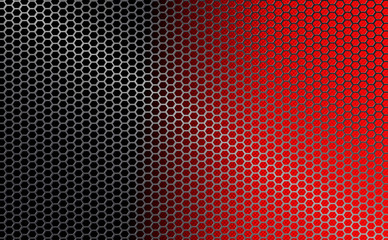 red, black geometric background with metal grille