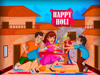 Happy Holi festival of colors background for holiday of India