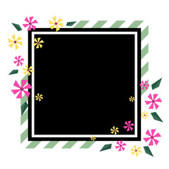 Spring themed banner with paper cut style flowers