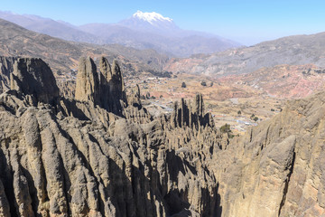 Valley of Spirits (Valle de las Animas), Illimani mountain as background, La Paz, Bolivia