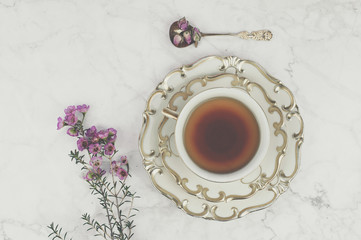 Tea in antique porcelain cup