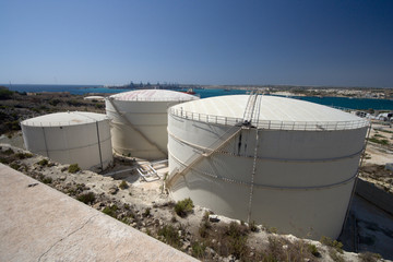 Fototapeta na wymiar Oil Storage Tanks, Malta