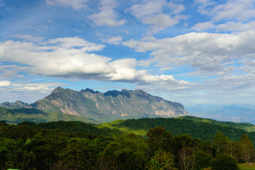 Naklejka na ściany i meble Mountain view blue sky with cloud landscape ,Chiangmai Thailand