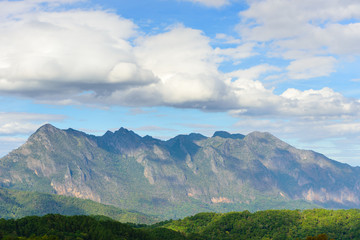 Fototapeta na wymiar Mountain view blue sky with cloud landscape ,Chiangmai Thailand