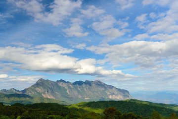 Mountain view blue sky with cloud landscape ,Chiangmai Thailand