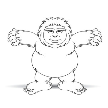 recommend clip art: black outline stone age man or caveman spreading hands vector drawing