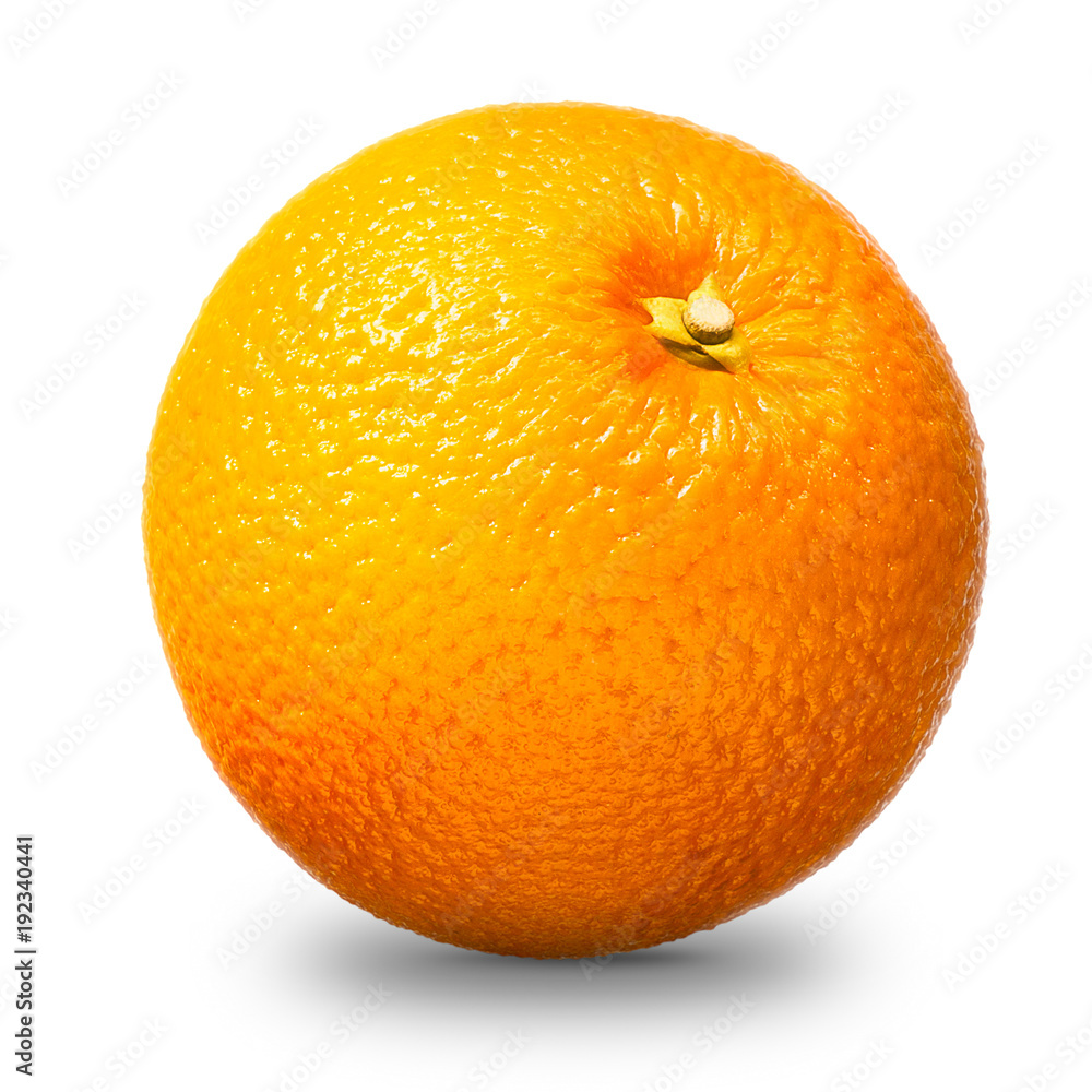 Wall mural fresh single orange fruit isolated on white background with clipping path - Wall murals