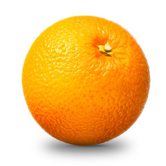 Fresh single orange fruit isolated on white background with clipping path