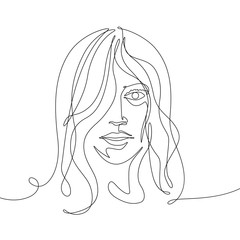 Vector drawing of a woman, drawn with a continuous line