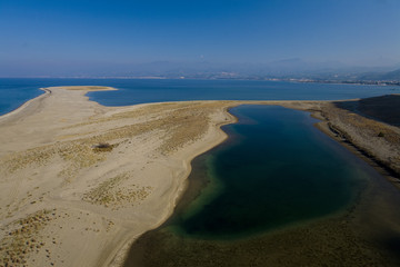 aerial view of Maranello lake of Oliveri, Sicily