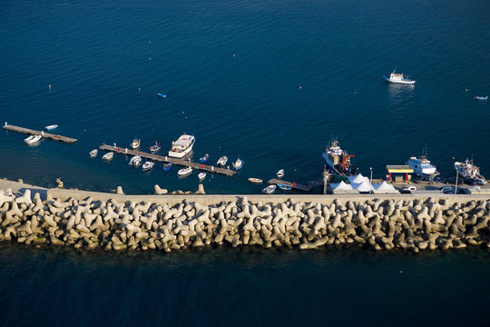 aerial view Tirreno Sea in Sant'Agata di Militello,  Sicily