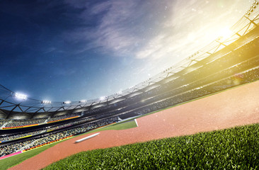 Empty baseball stadium 3d render panorama © 103tnn