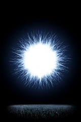 abstract fireball flash background in dark