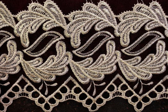Embroidery floral pattern on a dark background handmade trend 2018 monochrome