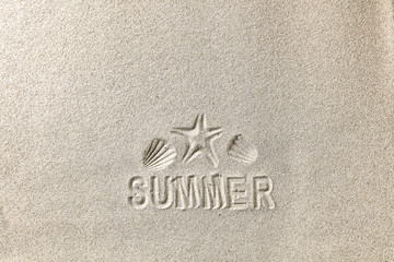 last minute and summer subtitles on the sand for advertising or text  