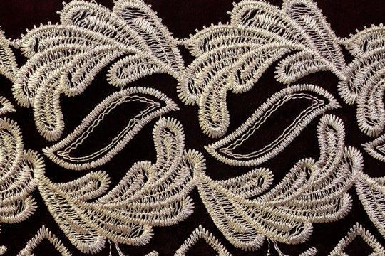 Embroidery floral pattern on a dark background handmade trend 2018 monochrome