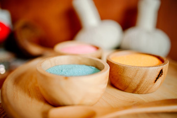 Spa and health care with flowers and towels. Natural products To the beautiful skin of the true health lover.