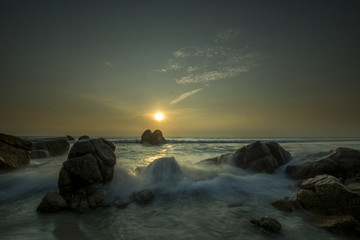 beautiful scenery when the sun shines on the beach