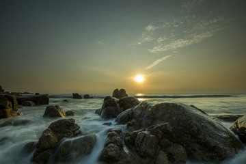 beautiful scenery when the sun shines on the beach