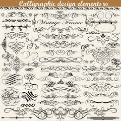 illustration set of vintage calligraphic design elements