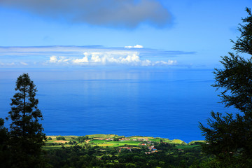 Landscape of Sete Cidades in Sao Miguel island, Azores Archipelago, Poprtugal, Europe