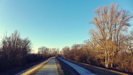 Weg auf dem Damm am Rhein