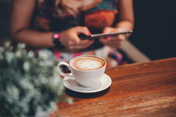 Hello in the morning with aromatic coffee I love coffee I like the taste of coffee Aroma of coffee