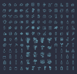 147 drinks thin vector icon set