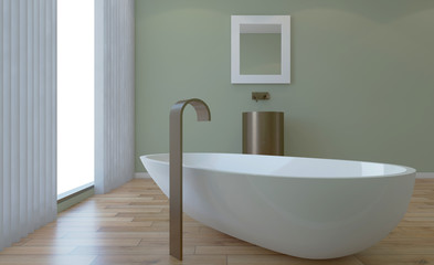 Fototapeta na wymiar Bathroom interior bathtub. 3D rendering.