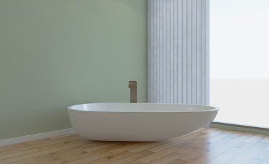 Naklejka na ściany i meble Spacious bathroom, clean, beautiful, luxurious, bright room. 3D rendering.