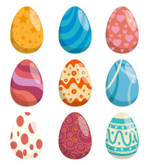 eggs painted happy easter celebration vector illustration design