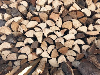 Firewood Stack Background in Winter