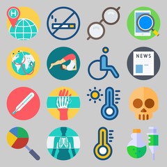 icon set about Medical. with thermometer, glasses and smartphone