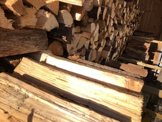 Firewood Stack Background in Winter