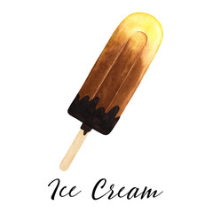 Ice cream watercolor sweet dessert  isolated food illustration