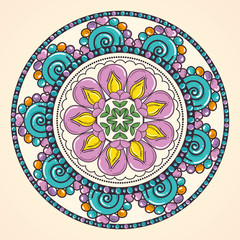 color mandala decorative icon vector illustration design