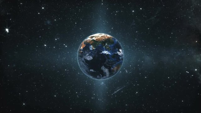 Planet Earth Rotate in Deep Space
