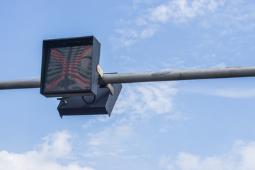 traffic lights against a vibrant blue sky., traffic concept. transport concept.