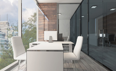 Fototapeta na wymiar Modern office Cabinet. Meeting room. 3D rendering.
