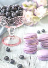 Macarons with fresh blueberries