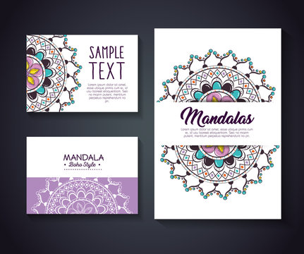 mandala boho style flyers vector illustration design