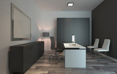 Modern office Cabinet. Meeting room. 3D rendering.. Blank paintings