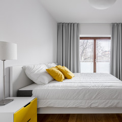White bedroom with double bed