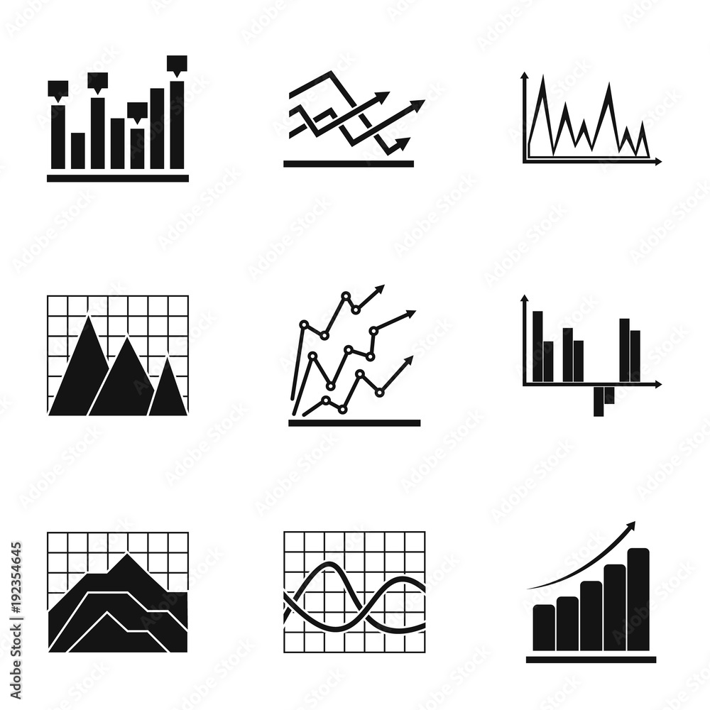 Poster project graph icons set. simple set of 9 project graph vector icons for web isolated on white backgr