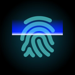 Abstract fingerprints scanning process - access control system, security, data protection