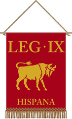 Vector standard of Legio IX Hispana on white background