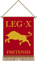 Vector standard of Legio X Fretensis on white background