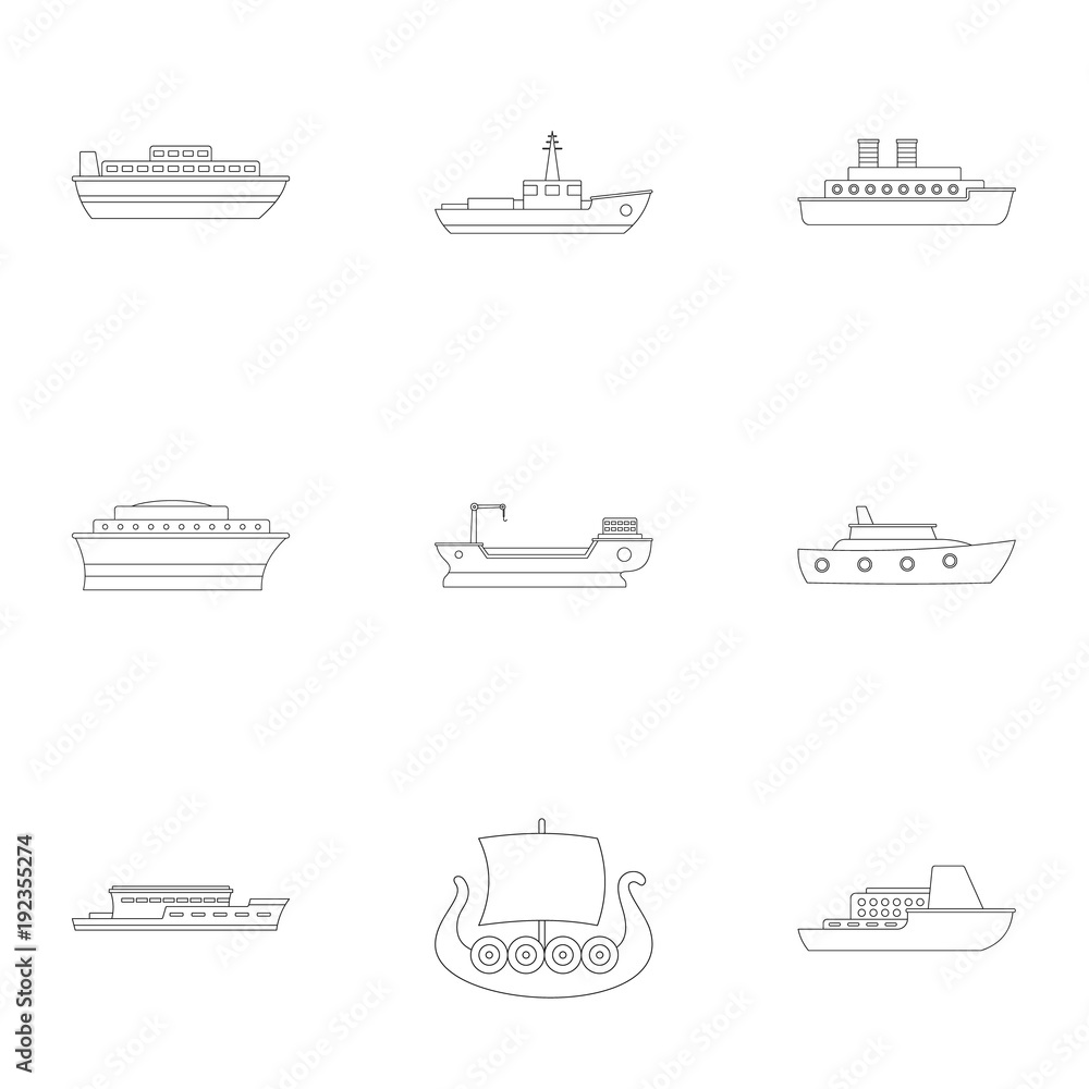 Poster seafarer icons set. outline set of 9 seafarer vector icons for web isolated on white background