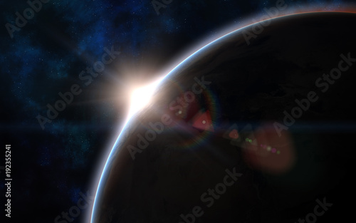 Solar System Earth At Sunset Space Landscape Image In 5k